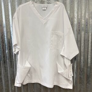 Barco Unisex White Scrub Top